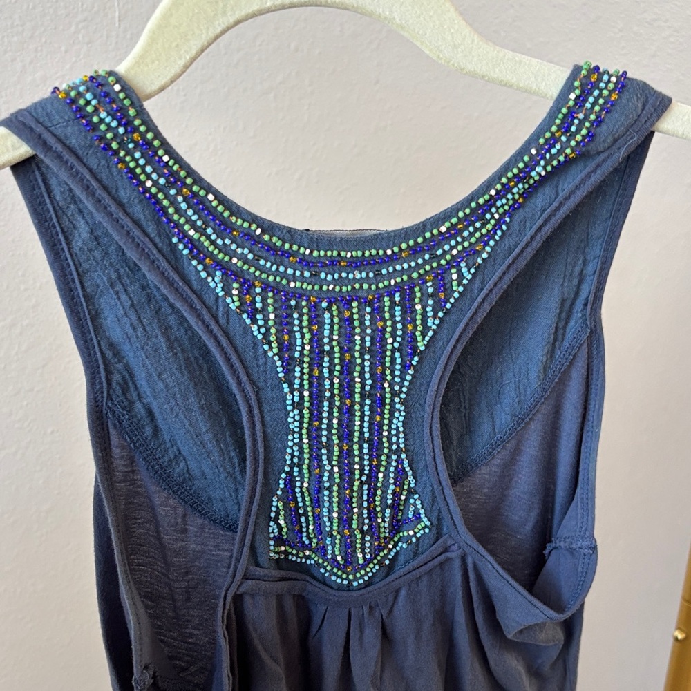 Women's Beaded Blue Top - Picture 3 of 8
